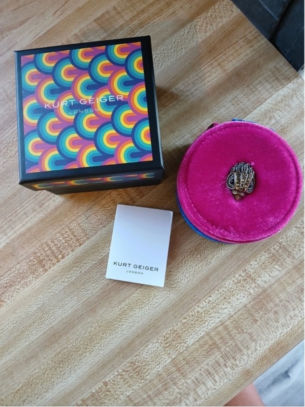 Kurt Geiger Velvet Zip Around Round Travel Jewelry Box